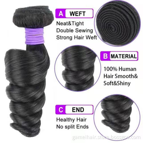 Unprocessed Wholesale Peruvian Human Hair Extension 9A 10A  11A 12A Grade Virgin Peruvian Loose Wave Bundle Hair